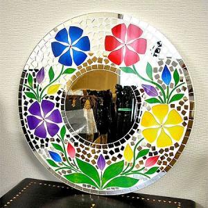 壁掛け バリモザイク ミラー M 丸型 白 4...の詳細画像4