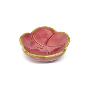 陶器の小皿 花型 レッド 調味料皿 [直径約7.5cm]アジアン雑貨 バリ雑貨｜angkasa