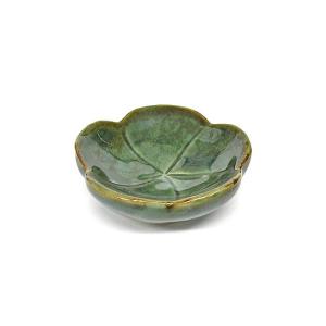 陶器の小皿 花型 グリーン 調味料皿 [直径約7.5cm]アジアン雑貨 バリ雑貨｜angkasa