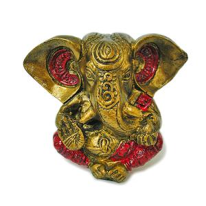 ガネーシャ置物 アンティークゴールドｘレッド [H.約13cm] GANESHA　神ガネーシャ アジアン 雑貨 バリ 雑貨 タイ 雑貨 アジアン インテリア｜angkasa