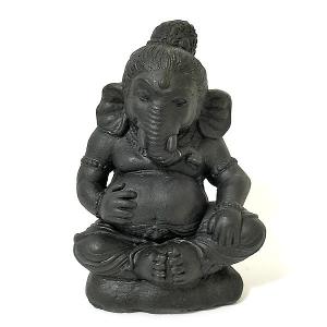 アジアン雑貨　バリ雑貨　ガネーシャの石像　Mサイズ　ブラック　[H.約21.5cm]｜angkasa