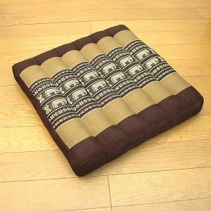 タイの 座布団 正方形 38cm角 象さん柄 ブ...の商品画像