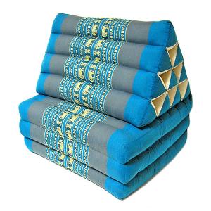 タイの三角枕 ３段マット付 エスニック柄 ブルー エスニック