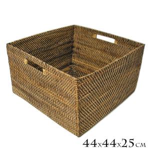 ラタンの収納バスケット 正方形 Sサイズ [33x33x20.5cm] サロン