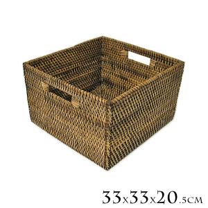 バスケット かご 籐製 ラタン 収納 自然 天然素材 手さげ 取っ手