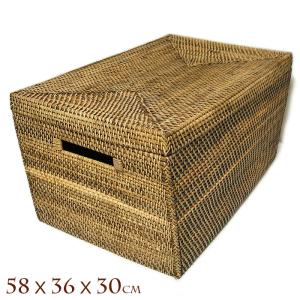 アタ 手編み バスケット ピクニックバスケット《幅36cm×奥行25cm×高さ