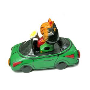 木彫り バリ ネコ カップル ドライブ 車 ペ...の詳細画像1