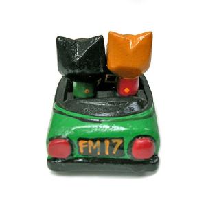 木彫り バリ ネコ カップル ドライブ 車 ペ...の詳細画像2