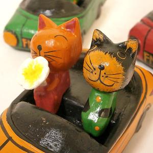 木彫り バリ ネコ カップル ドライブ 車 ペ...の詳細画像4