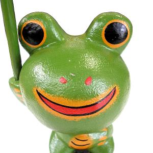 木製 葉っぱの傘持ちカエル君 [H.約15cm...の詳細画像5