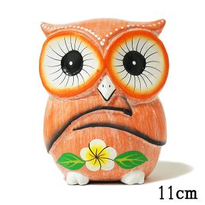 フクロウ インテリア 置物 オレンジ [6cm] カラフル おしゃれな 開運