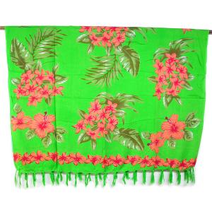 パレオ 更紗 マルチクロス ハイビスカスとプルメリア