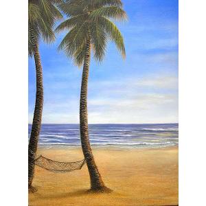 海の絵 ヤシの木 サンセット ビーチ 絵画 W50×H40cm (1170-3) 海 波の