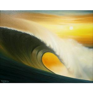 バリ絵画 風景画 稲刈り W53×H43 田園 L-6 アジアン ウブド アート