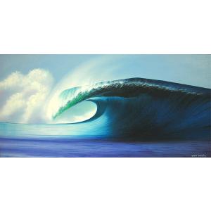 バリアート絵画　LL　横　『Big Wave』　Windy　Special Order作品　[額横約94cmｘ縦54cm]　アジアン雑貨　バリ雑貨　｜angkasa