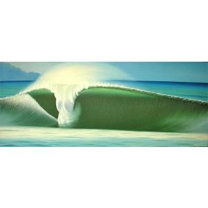 バリアート絵画　特大　横　『Big Wave』　Windy　Special Order作品　[額横約134cmｘ縦63cm] エスニック アジアン インテリア アジアン雑貨｜angkasa