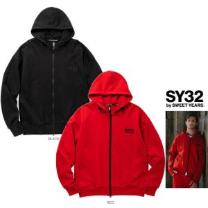 SY32 by SWEET YEARS 12506 BACK BOX LOGO ZIP HOODIE バックロゴ ZIPパーカー ヘビーオンス フーディー color:BLACK(ブラック) RED(レッド)｜angland