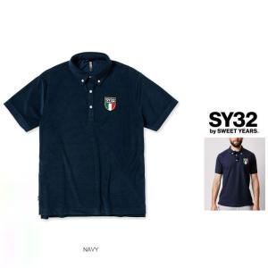 SY32 by SWEET YEARS 12221 ITALY WAPPEN PILE POLO SHIRTS ワッペン パイルポロシャツ color:NAVY(ネイビー)｜angland