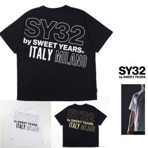 SY32 by SWEET YEARS 14154J-Ｗ バックロゴ ワイドTシャツ Color:WHITE(ホワイト) BLACK×WHITE(ブラック×ホワイトロゴ) BLACK×GOLD(ブラック×ゴールドロゴ)