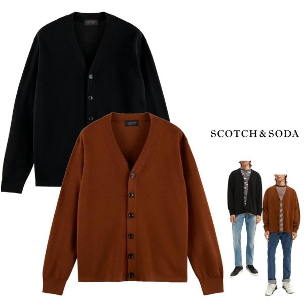 SCOTCH＆SODA(スコッチ&amp;ソーダ)  Vネック ウール 長袖カーディガン Color:BLA...