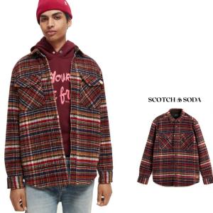 SCOTCH＆SODA(スコッチ&ソーダ) 169161 チェック ウール オーバー ワーカージャケット COLOR：RED×NAVY×ORANGE(レッド×ネイビー×オレンジ・チェック柄)｜angland