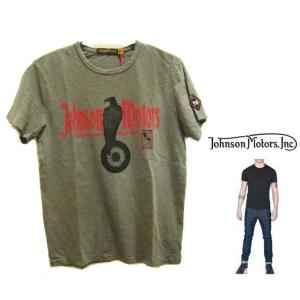 Johnson Motors（ジョンソンモータース）半袖Tシャツ『 JOMO EAGLE 』 　color：OLIVE DRAB（オリーブ・グリーン）｜angland