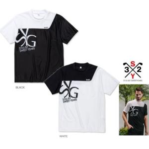 SY32 by SWEET YEARS★GOLF SYG-23ABS28 Carvico SPIDER MESH MOCK ロゴ マイクロメッシュ モックネックTシャツ color:WHITE(ホワイト) BLACK(ブラック)｜angland