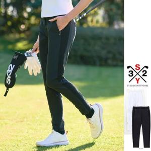 SY32 by SWEET YEARS★GOLF SYG-24S21W STRETCH SOFT DOUBLE CLOTH LINE PANTS ソフトストレッチ ダブルクロスパンツ color:WHITE(ホワイト) BLACK(ブラック)｜angland