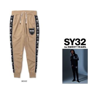 SY32 by SWEET YEARS TNS1748 LINE TAPE LONG PANTS サイドロゴ ラインテープ スウェットパンツ Color:BEIGE(ベージュ)｜angland