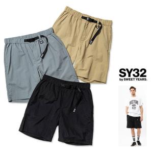 SY32 by SWEET YEARS TNS1756 ナイロン ベルト付き ショート パンツ color:BLACK(ブラック) GREY(グレー) BEIGE(ベージュ)｜angland