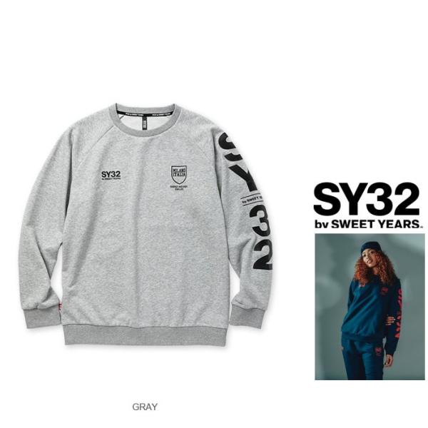 SY32 by SWEET YEARS TNS1774 SHIELD LOGO P/O CREW 袖...