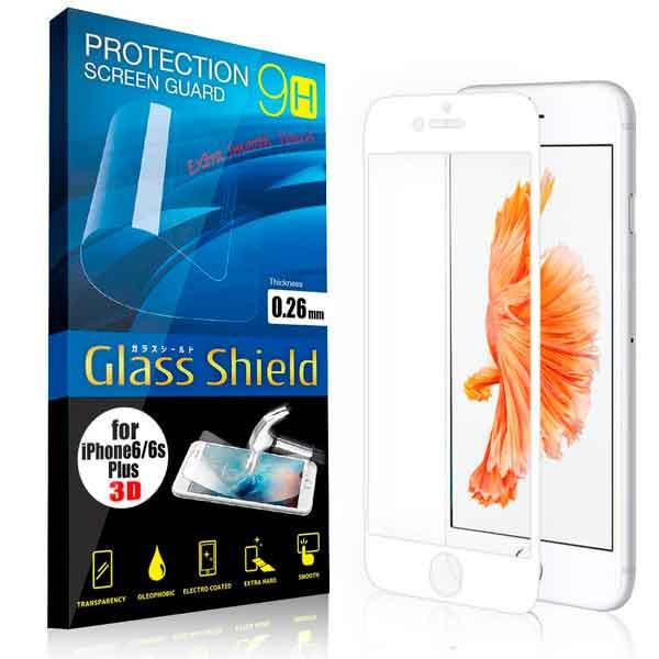 iPhone6/6s Plus 液晶保護フィルム 保護フィルム 3D 9H ガラスシールド(白) ガ...