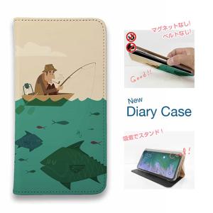 スマホケース 手帳型 釣り ルアー 魚 iPhone15 Pro Max iPhne14 13 mini Xperia 10 V Galaxy AQUOS Pixel7a リラックスタイム