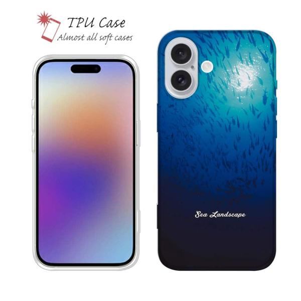 スマホケース ソフトケース TPU 海の風景 魚影 魚 釣り ルアー iPhone17 Pro Ma...