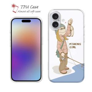 スマホケース ソフトケース TPU 釣りガール イラスト 魚 釣り ルアー iPhone17 Pro Max iPhone Air iPhone16e Xperia Galaxy AQUOS Pixel