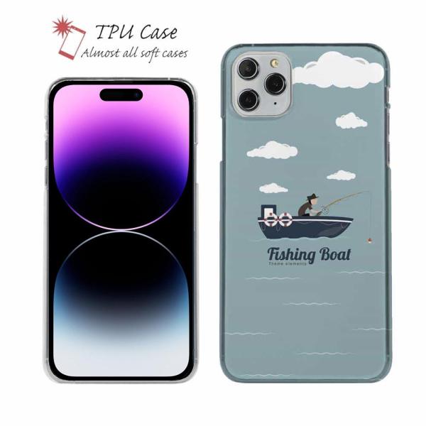 スマホケース ソフトケース TPU Fishing on the boat. 魚 釣り ルアー iP...