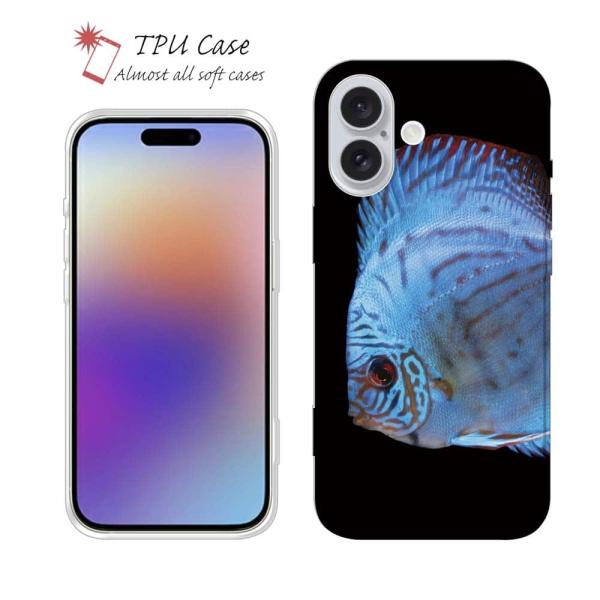スマホケース ソフトケース TPU ディスカス ブルー 魚 釣り ルアー iPhone17 Pro ...