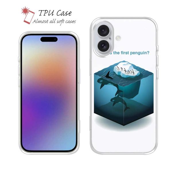 スマホケース ソフトケース TPU ファーストペンギン 誰が最初? かわいい ペンギン iPhone...