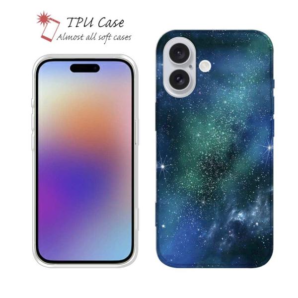 スマホケース ソフトケース TPU エメラルドグリーンな宇宙 かわいい 宇宙 星 iPhone17 ...