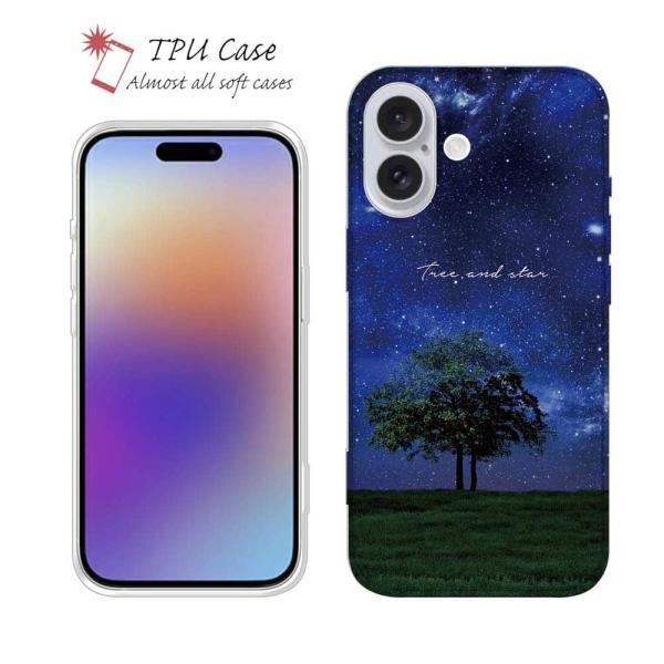 スマホケース ソフトケース TPU Tree and star かわいい 宇宙 星 iPhone17...