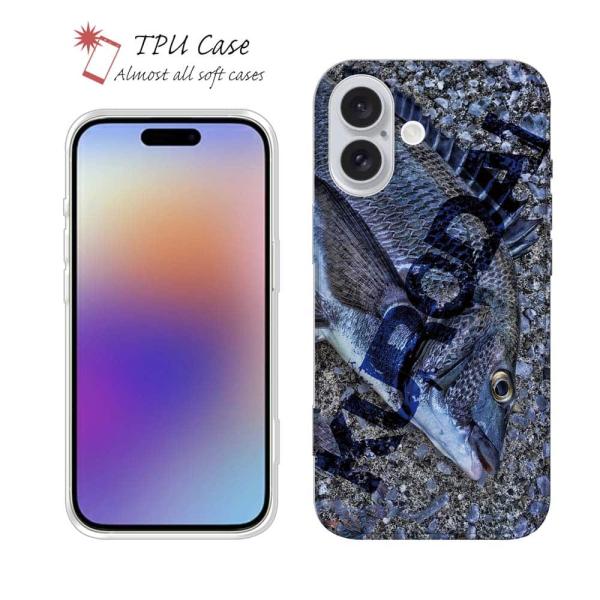 スマホケース ソフトケース TPU クロダイ(チヌ)のHDR 釣り 魚 ルアー セット iPhone...