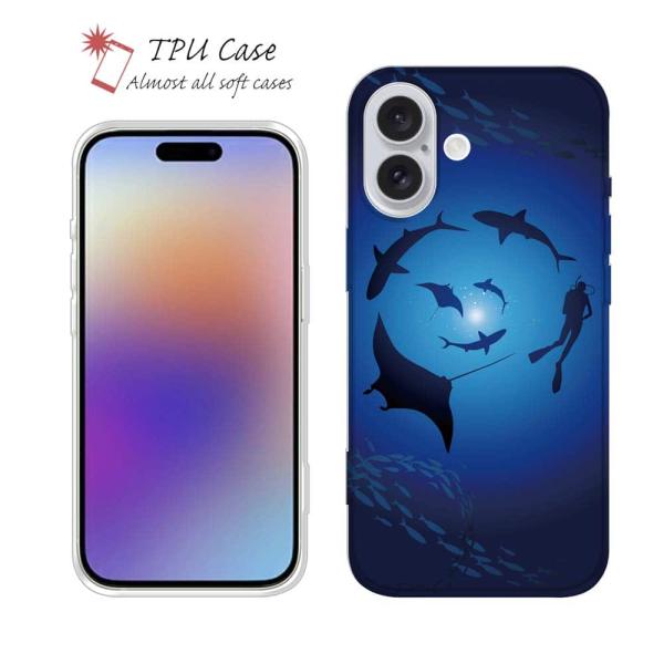 スマホケース ソフトケース TPU ダイバー マンタ サメ ダイビング 魚 釣り ルアー iPhon...