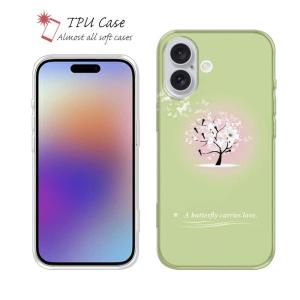 スマホケース ソフトケース TPU ホワイトバタフライから繋ぐ愛 ハート入り 蝶 iPhone15 Pro Max 14 Plus Xperia 10 V Galaxy AQUOS Pixe8a Pro｜anglers-case