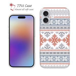 スマホケース ソフトケース TPU ノルディック柄 雪の結晶 北欧