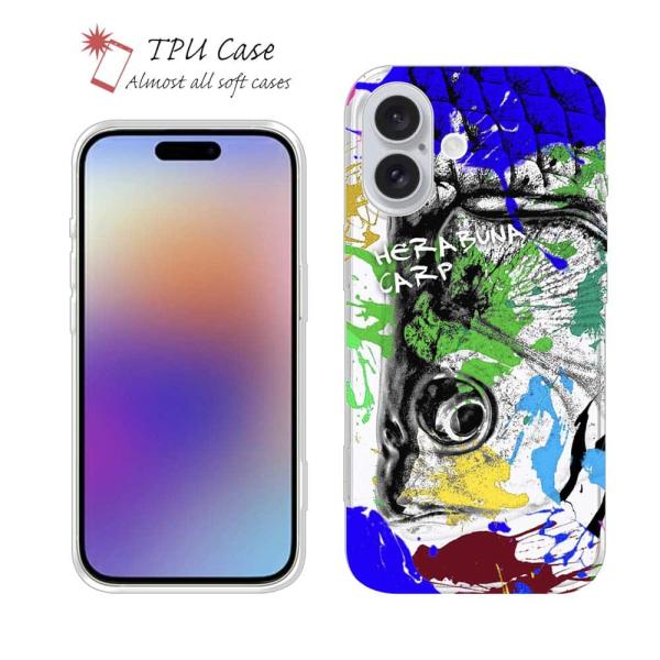スマホケース ソフトケース TPU ヘラブナ ペンキペイント 魚 釣り ルアー iPhone17 P...