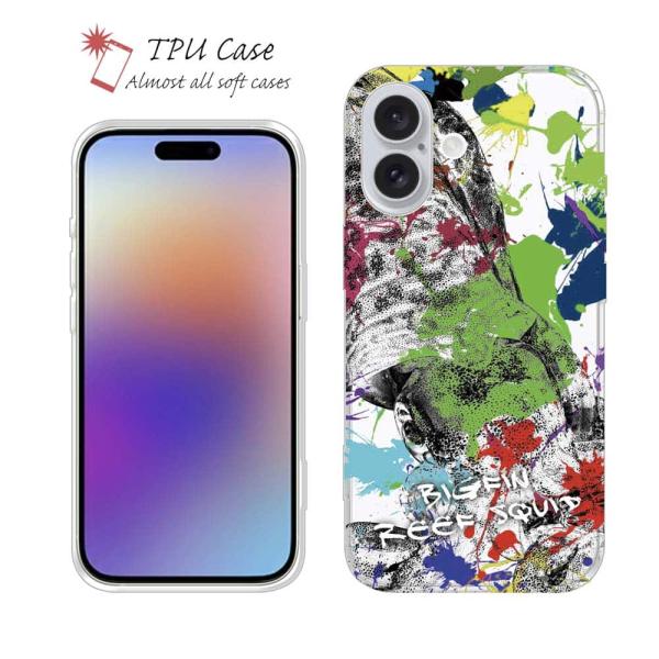 スマホケース ソフトケース TPU アオリイカ2 ペンキペイント 魚 釣り ルアー iPhone17...