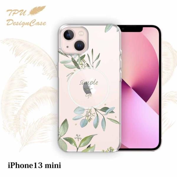 iPhone13 mini ケース シンプルライフ 花柄 クリア 透明 ソフト TPU アイフォン1...