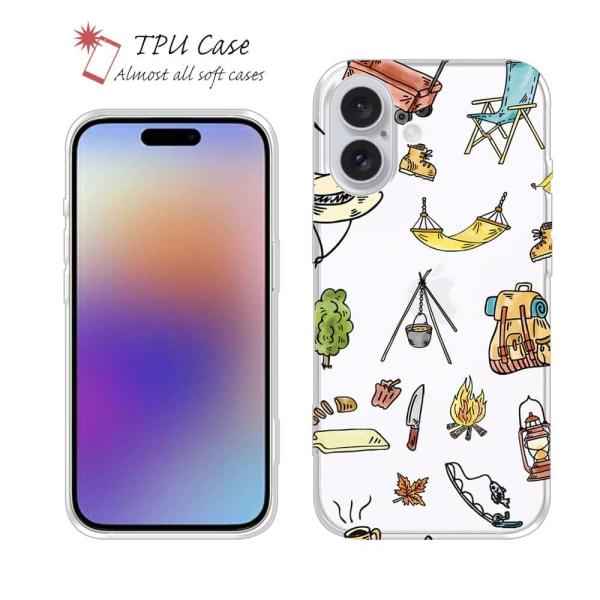 スマホケース ソフトケース TPU キャンプに行こう！ かわいい パステルカラー iPhone17 ...