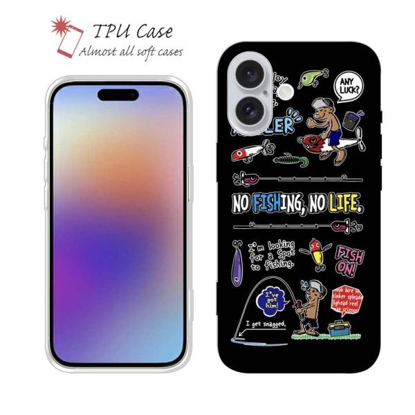 スマホケース ソフトケース 釣りざんまい 釣りに行きませんか?_カラフルブラック iPhone17 ...
