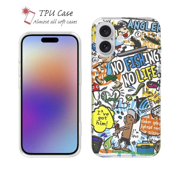 スマホケース ソフトケース 釣りざんまい 爆釣アーティスティック_クリア 魚 ルアー iPhone1...